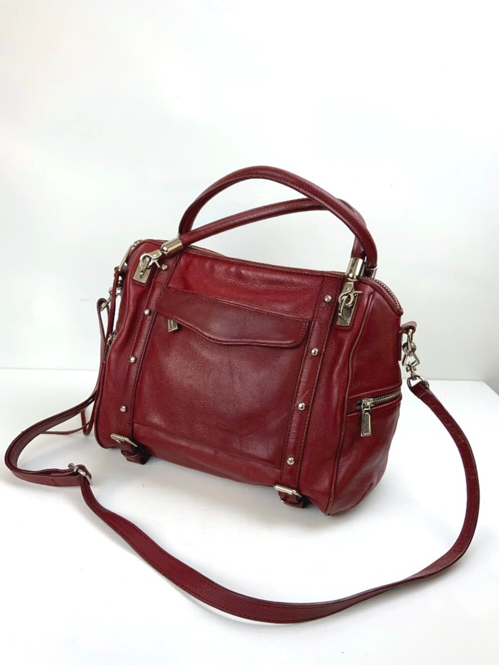 Rebecca Minkoff Burgundy Leather Cupid Satchel Bag Purse Crossbody - Picture 5 of 16
